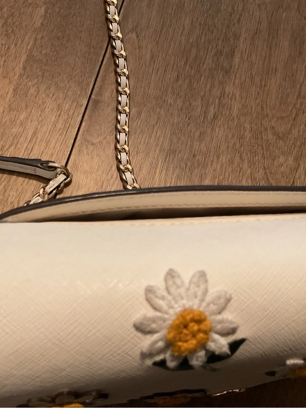 Tory Burch White Leather Crossbody with Floral Embroidery
